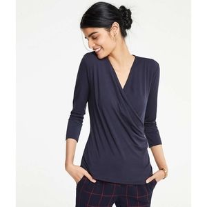 Ann Taylor Faux Wrap Pleated Top XS